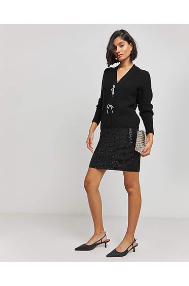 Black Diamante Bow Cardigan