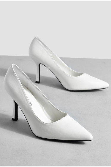 Wide Fit Low Stiletto Court Shoe - white