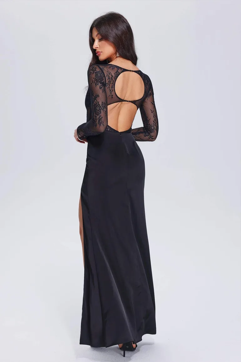 Valico High Slit Lace Maxi Dress - 1