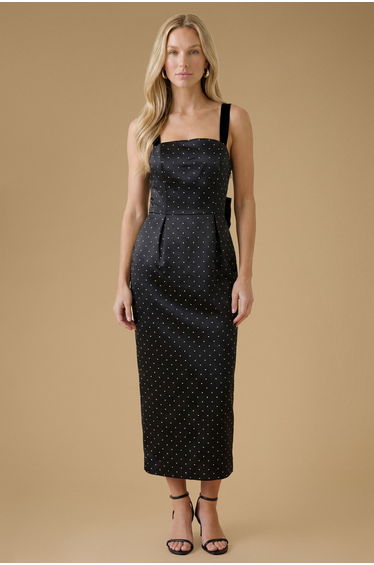 Polkadot Bow Back Occasion Midaxi Dress