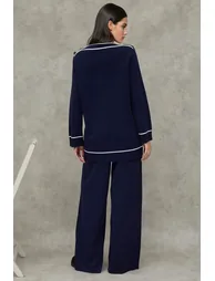 Button Detailed Sweater & Wide Leg Pants Co-ord Set - 3