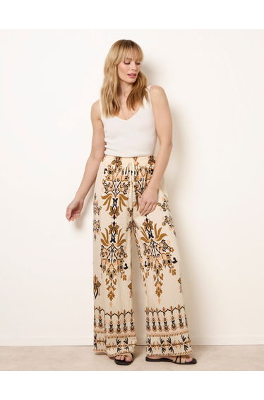 Drawstring Waist Wide Leg Pants
