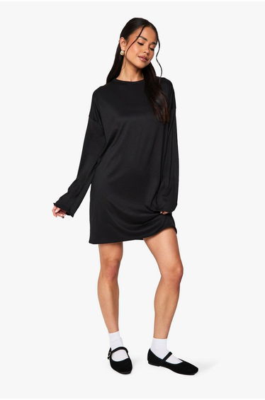 Oversized T Shirt Dress - black