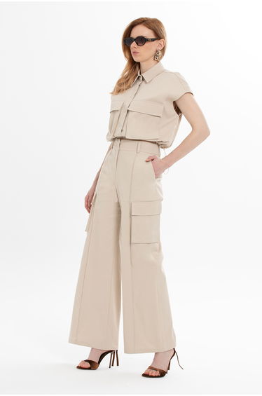 Beige Cargo Pants with Side Pockets