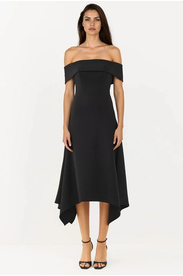 Off Shoulder A Line Midi Dress