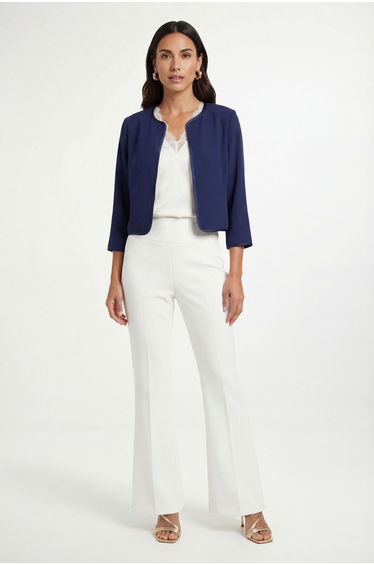 Woven Contrast Collarless Jacket