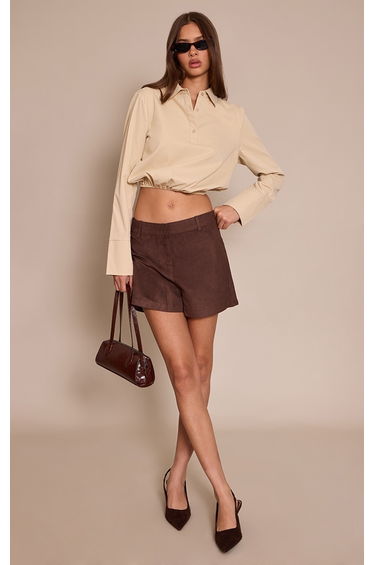 Stone Woven Bubble Hem Shirt