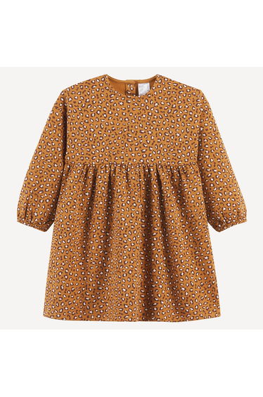 Long Sleeve Dress in Fleece with Leopard Print