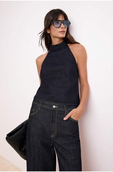 Dark Blue Denim Blouse