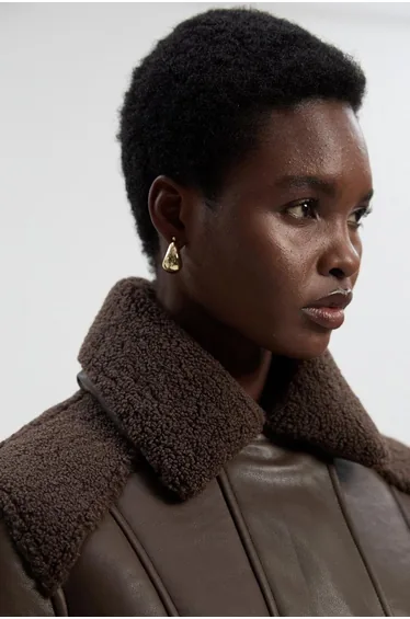 Faux Fur Aviator Longline Coat