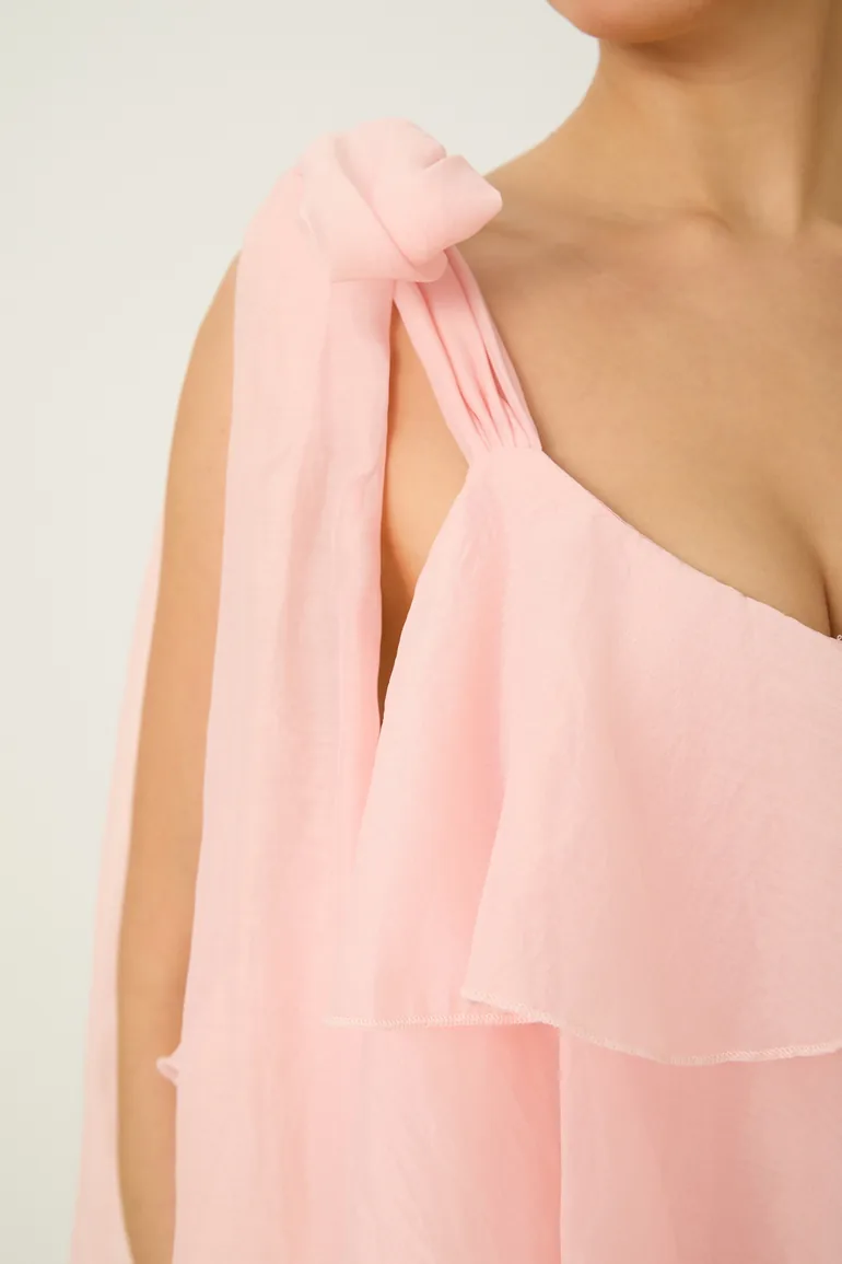 فستان سانفير زهري ماكسي على شكل حرف A - 7