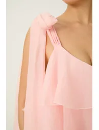 فستان سانفير زهري ماكسي على شكل حرف A - 7