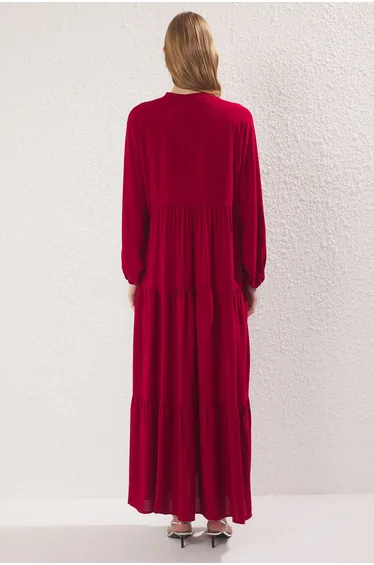 Burgundy Viscose Woven Dress