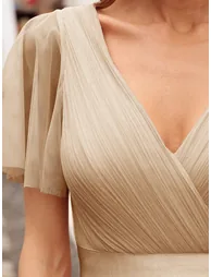 Women's Pretty V-Neck A-Line Floor-Length Evening Dresses - 2