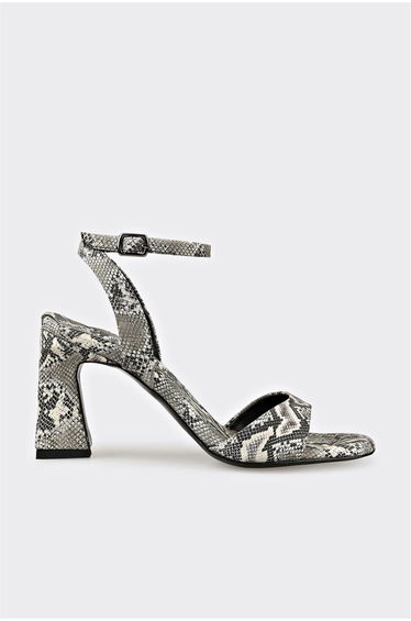 Black Leather Women's Heeled Sandals
