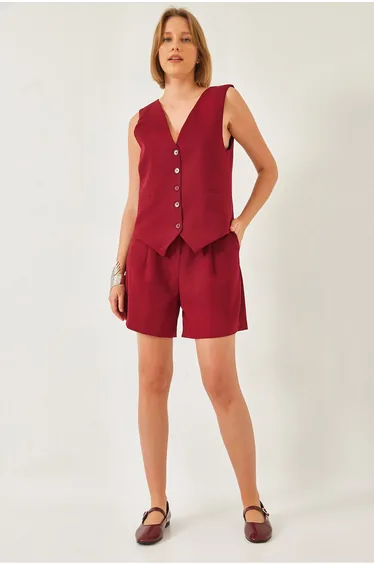 Women's V-Neck Vest Shorts Set