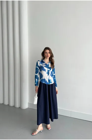 MY FASHION Textured Abstract Print Button-Up Shirt