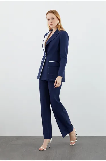 طقم بنطلون بالازو و جاكيت - كحلي