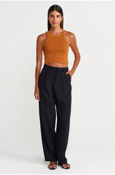 DILVIN Ribbed Cotton-blend Sleeveless Crop Top