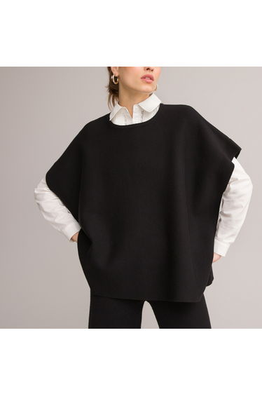 Milano Knit Poncho with Crew Neck