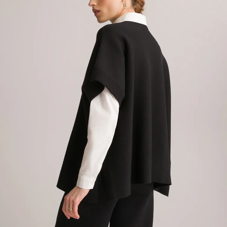 Milano Knit Poncho with Crew Neck - 4