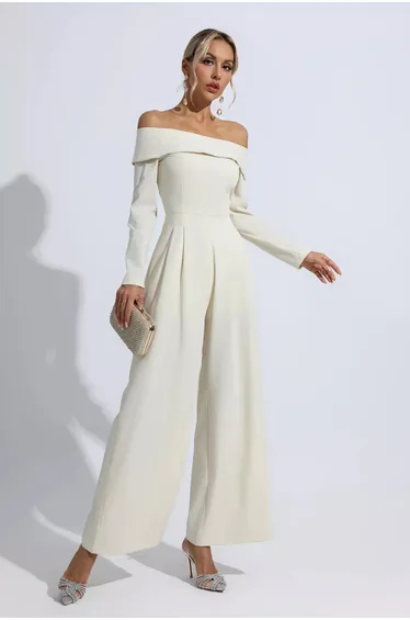 Cassidy Apricot Off Shoulder Drape Jumpsuit