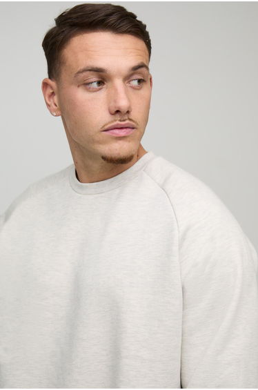 Oversized Per Sempre Heavyweight Raglan Sweatshirt - ecru marl