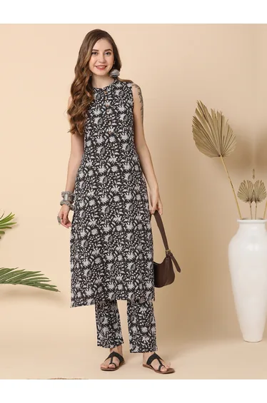 All-Over Printed A-Line Kurta with Pants Set