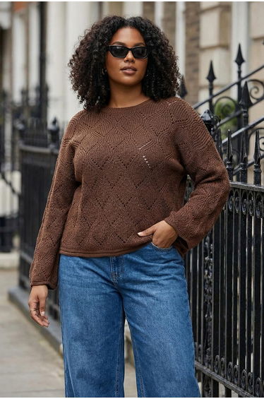 Mink openwork/hollow knit sweater