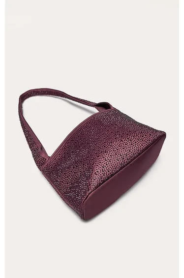 Plum Hot Fix Satin Shoulder Bag