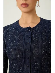 Radiant Personality Blue Diamond Knit Cardigan & Skirt Set - 1