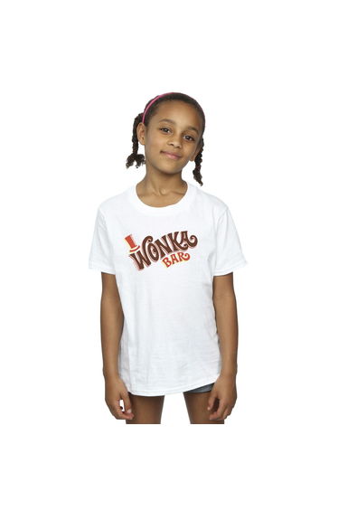 Willy Wonka Girls Bar Logo Cotton T-Shirt - White