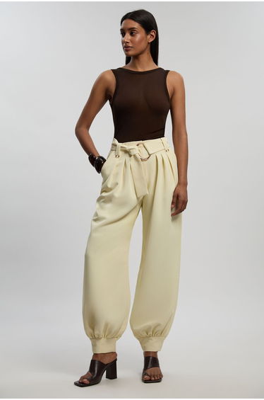 Utility Detail Cuffed Woven Trouser With Belt