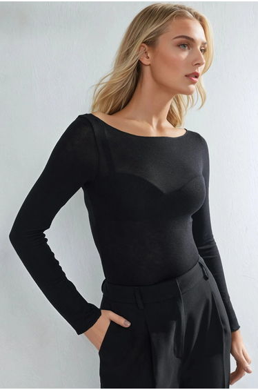 Boat Neck Cashmere Blend Ultra Lightweight Blouse