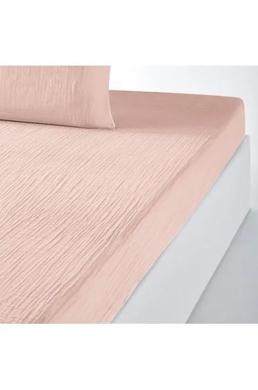 شرشف سرير قطن موسلين سادة بحواف مطاطية ارتفاع 30 سم 