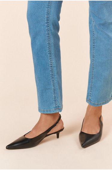 Faelina Faux Leather Slingback Kitten Heel Court Shoes