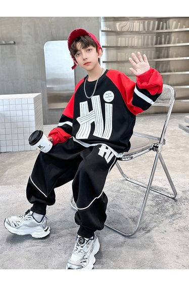 Boys Color Block Sweatshirt and Joggers Set