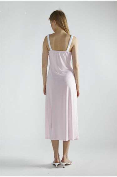 Light-Pink-White V-Neck-Midi-Dresses product thumbnail 2