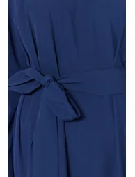 Navy Blue Waist Belted Parachute Fabric Wide Fit Woven Dress - 4