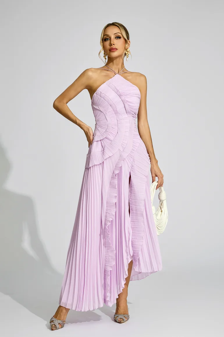 strapless open back dress Mirella Plunge Halter Neck Maxi Dress main image 0