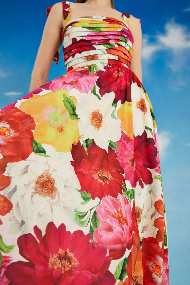retro prom dresses for sale Ruffle Long Layered Evening Gowns J9241 Black Oasis Floral Detail dress_shop_belted US 10 / UK Size:52 X-Long