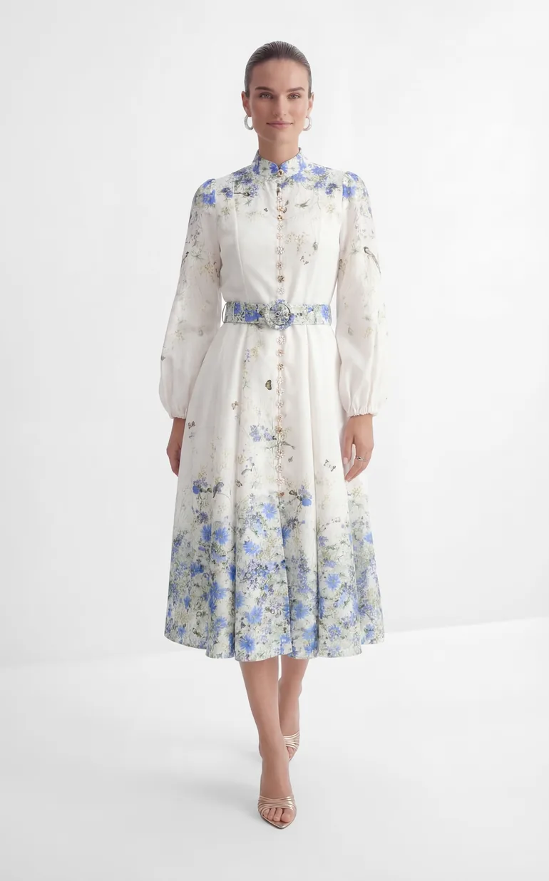 Love Of Details White Floral Print Balloon Sleeve Maxi Dress - 4