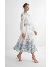 Love Of Details White Floral Print Balloon Sleeve Maxi Dress - 2