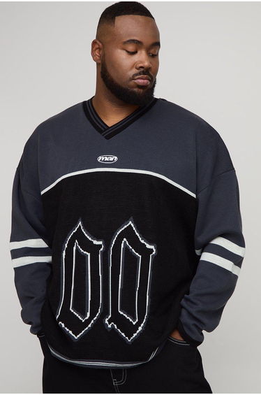 Plus Varsity Knitted Hockey Top - charcoal
