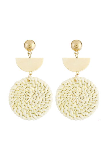 Organic Wooden Straw Weave Earrings