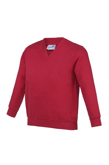 AWDis Academy Childrens/Kids Junior V Neck School Jumper/Sweatshirt (Pack of 2) - Red