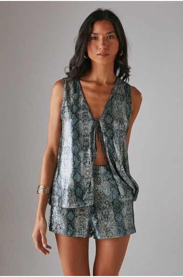 Snake Sequin High Waisted Hot Pant Shorts
