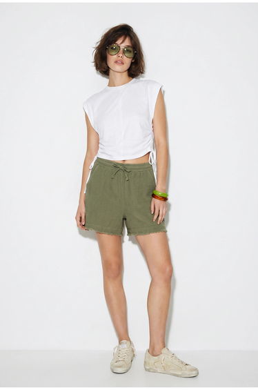 LUCCI High-Waist Wide-Leg Cotton Shorts