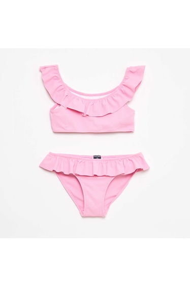 Ruffled Knit Swimsuit - 2 Piece PINK