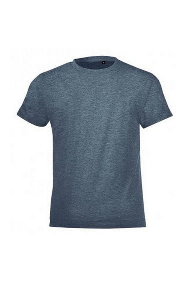SOLS Childrens/Kids Regent Short Sleeve Fitted T-Shirt - Heather Denim